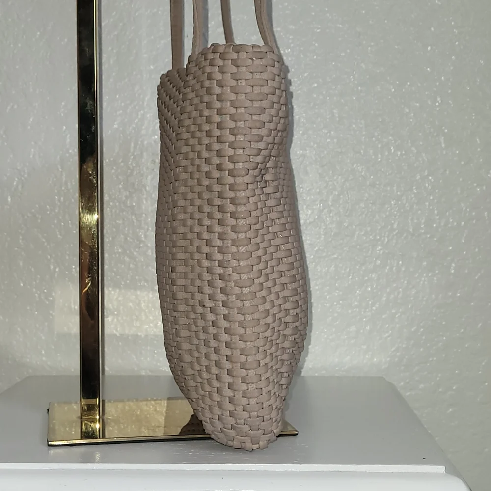 3/$20 Nine West Tan Taupe Woven Textured Shoulder Tote Bag - Picture 4 of 10